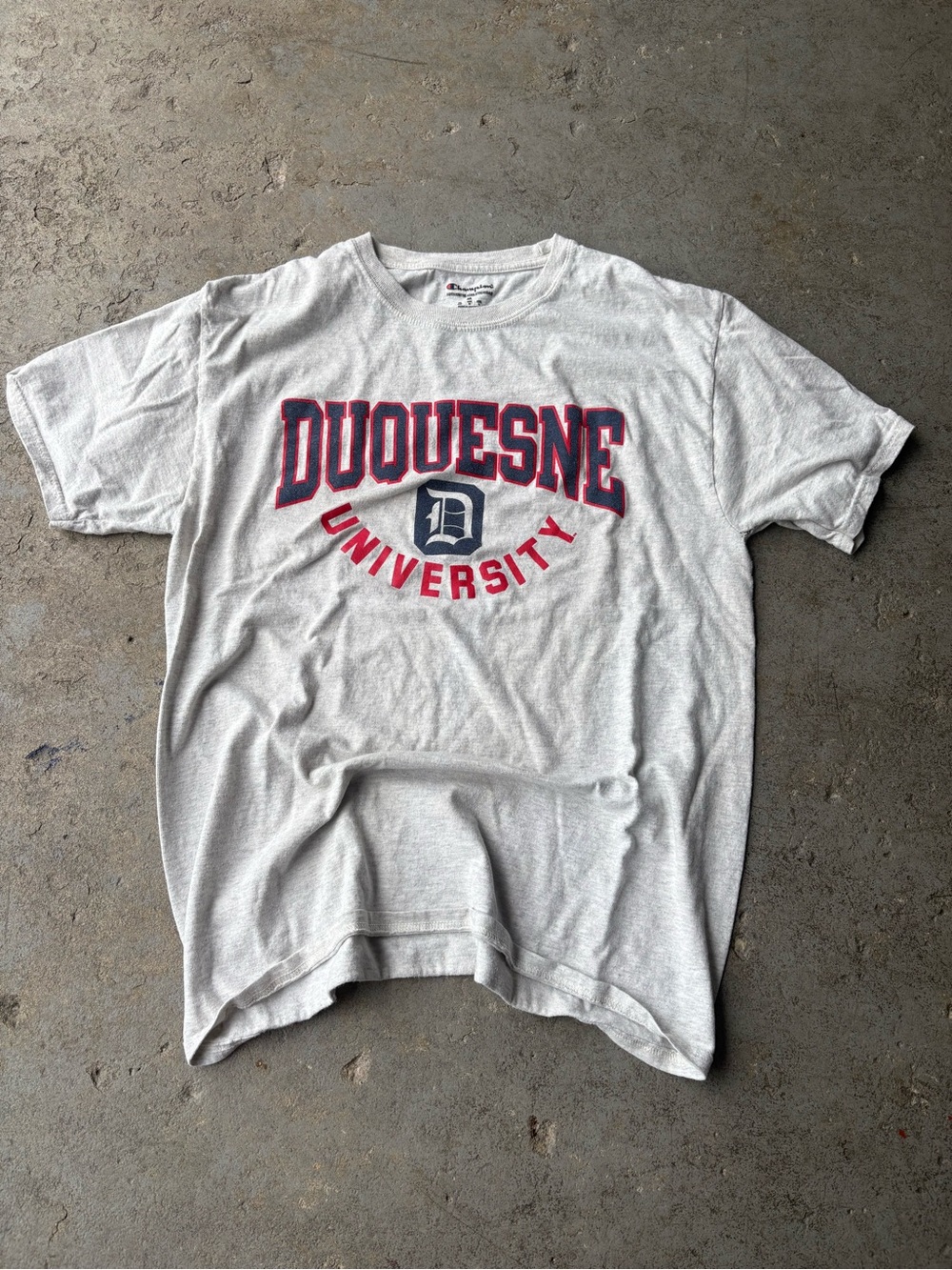 Men’s Champion Duquesne University Gray Graphic Tee